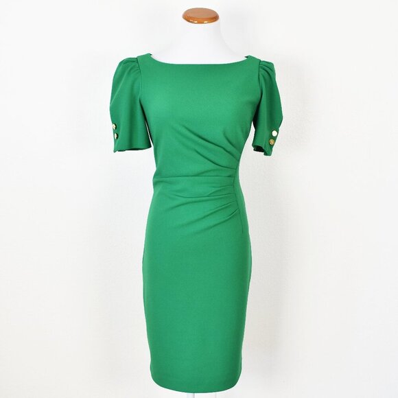 DKNY Ruched Short Puff Sleeve Sheath Dress - 8P - Picture 1 of 9